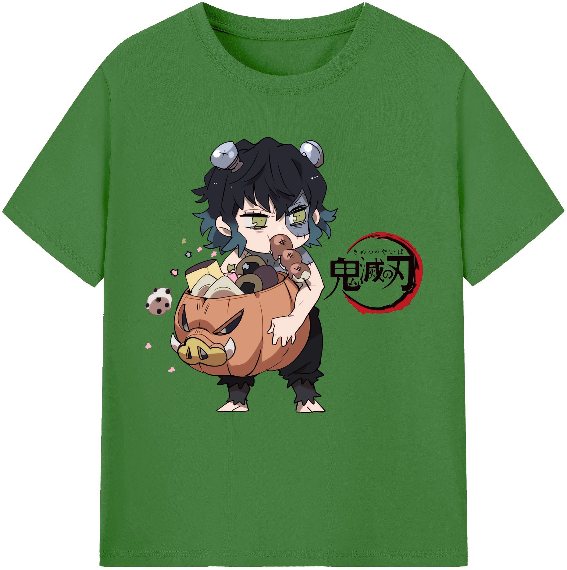 （画像用） 鬼滅の刃（きめつのやいば）嘴平 伊之助／はしびら いのすけ Hashibira Inosuke レディースカジュアルプリントTシャツ（綿100％）